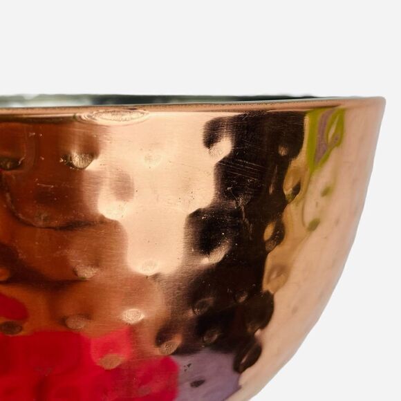 RARE Pier 1 Imports India Hammered Copper Nesting Bowl Set of 4 Stainless Steel - Picture 16 of 16